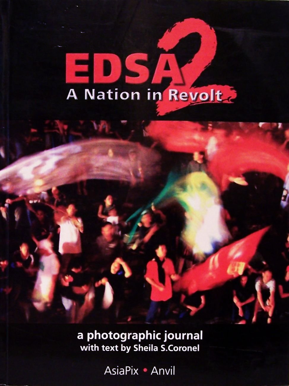 Book cover for EDSA 2: A Nation in Revolt: A Photographic Journal, title in red font. 