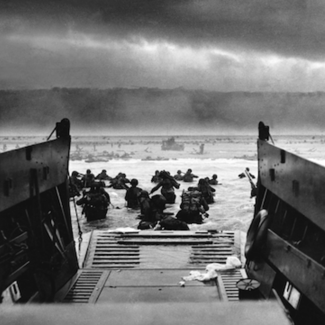 Three days after the first Allied landing in France, Liebling was in the wardroom of an LCIL (Landing Craft, Infantry, Large) off the Normandy coast. (Photo: Robert F. Sargent/U.S. Coast Guard) View from inside a World War II landing craft looking toward the beaches of Normandy