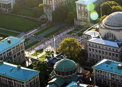 aerial view of Columbia University Campus