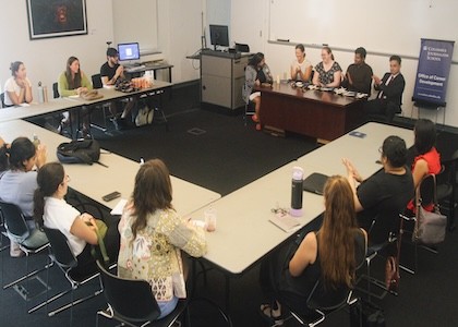 Aerial photo of classroom.