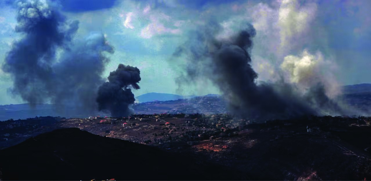 Smoke from Israeli strikes could be seen over much of southern Lebanon this week. Photo credit: Marwan Naamani/Zuma Press