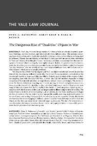 Cover for "The Dangerous Rise of “Dual-Use” Objects in War" by Azmat Khan. 