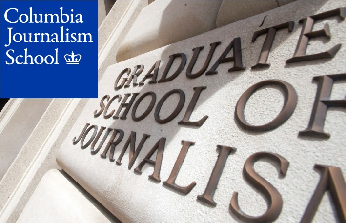 Columbia Journalism School logo with Graduate School of Journalism sign