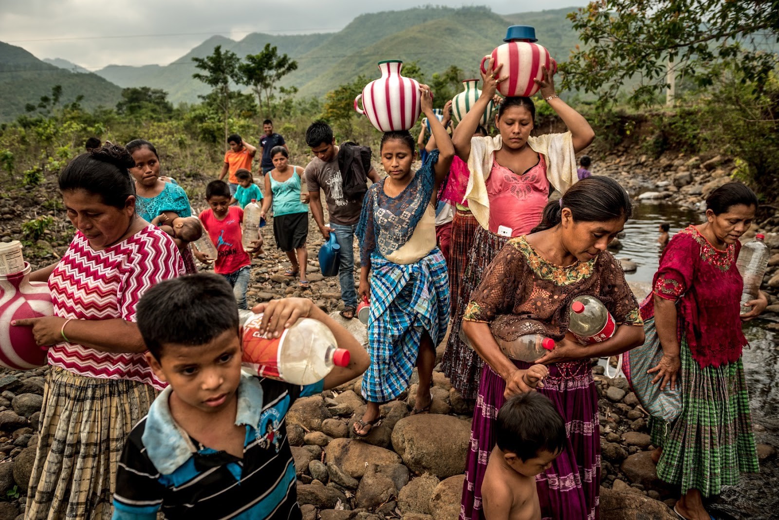 The river that once flowed through the Nuevo Paraiso Indigenous community is now just a stream. Residents depend on it for all their water needs and are afraid it will completely dry up soon. Credit: Meridith Kohut, The New York Times Magazine