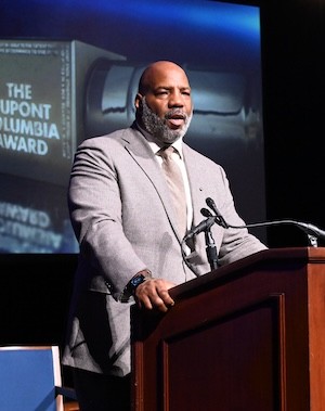 Dean Jelani Cobb speaks about the foundation of the Awards and presents another Silver Baton. Photo: Eileen Barroso