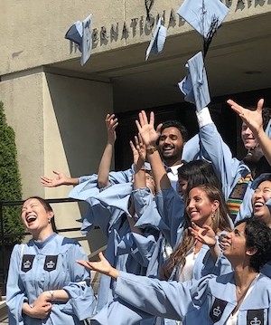 Fazil Khan and classmates celebrating their 2019 graduation. 
