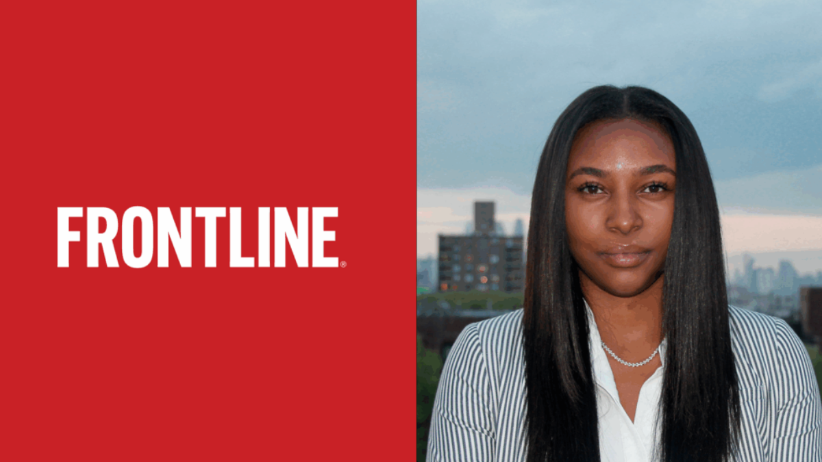 Headshot of Jala Everett to the right of the FRONTLINE PBS logo