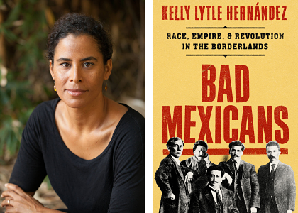 Photo Credit: Sebastian Hernández Kelly Lytle Hernandez (left) and her book cover (right)