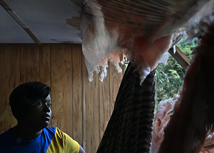 Briana Bouyer, seen at her damaged home in Greensboro, which was hit by the tornado in March, was denied FEMA disaster relief because she could not prove she owned her property. Photo: Michael S. Williamson for The Washington Post Briana Bouyer, seen at her damaged home in Greensboro, which was hit by the tornado in March, was denied FEMA disaster relief because she could not prove she owned her property. Photo: Michael S. Williamson for The Washington Post