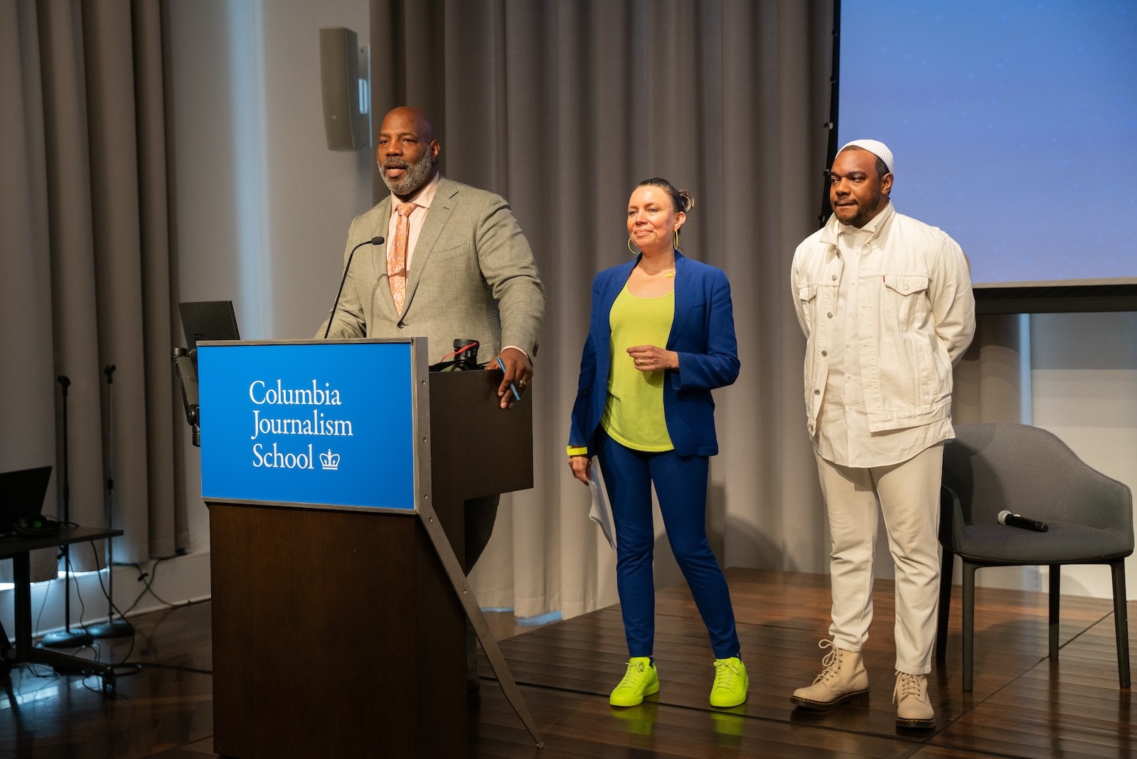 Jelani Cobb, Elizabeth Méndez Berry and rashid shabazz speaking at WORD: LIFE. Photo: Silence ByK Photography Jelani Cobb, Elizabeth Méndez Berry and rashid shabazz speaking at WORD: LIFE.