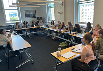 Students in Professor Marguerite Holloway's climate reporting class. Students in Marguerite Holloway's climate reporting class.