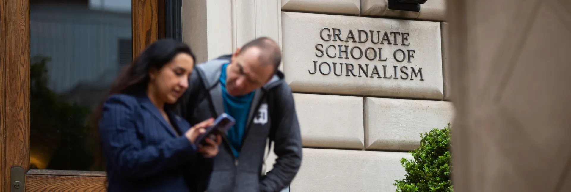 Students outside of Pulitzer Hall