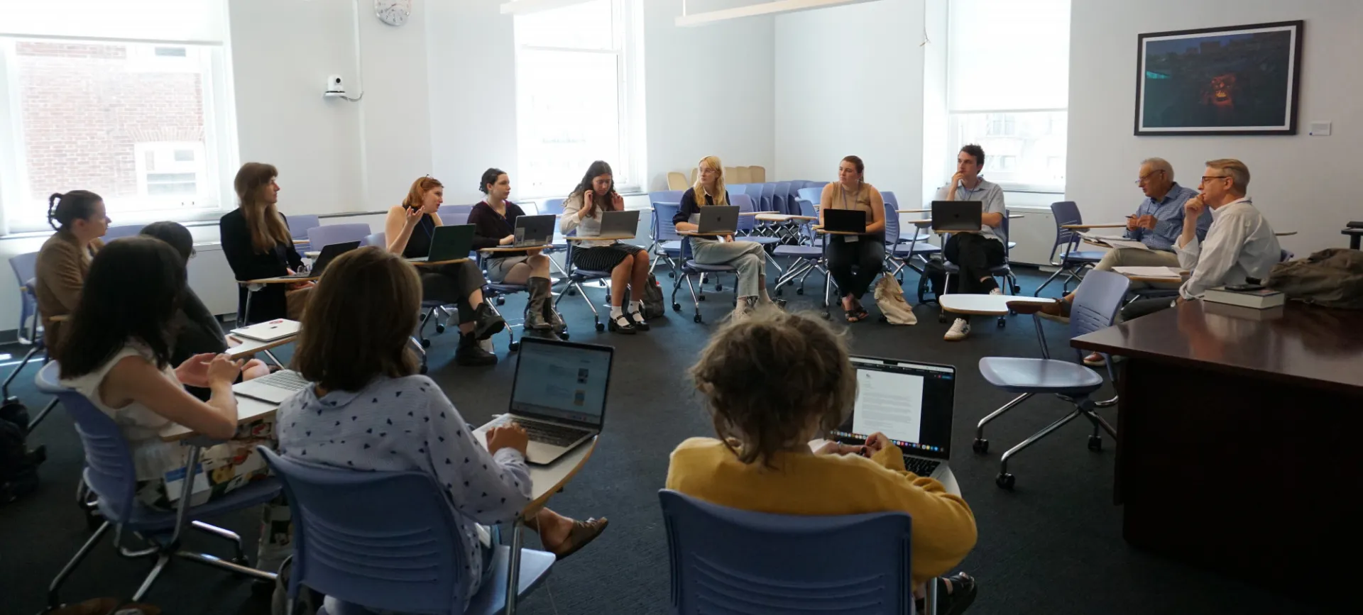 Students sitting in a classroom. 
