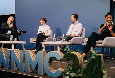 Emily Bell moderates a panel at WAN-IFRA’s World News Media Congress.