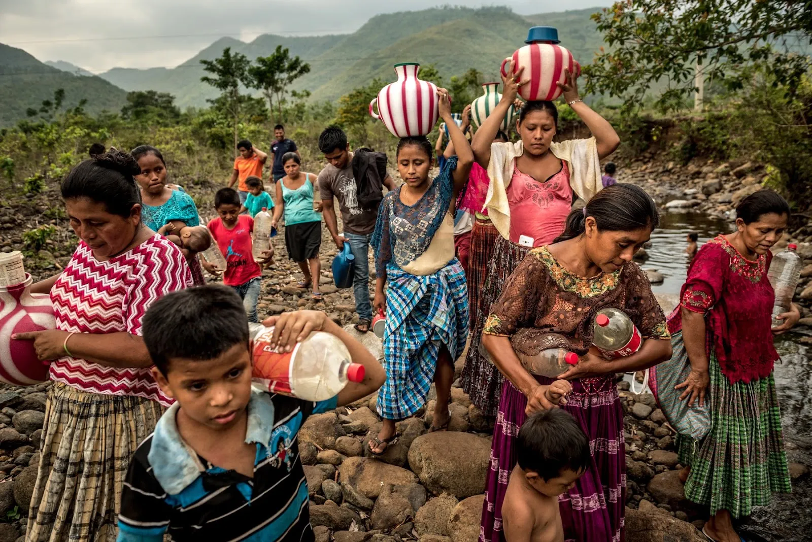 The river that once flowed through the Nuevo Paraiso Indigenous community is now just a stream. Residents depend on it for all their water needs and are afraid it will completely dry up soon. Credit: Meridith Kohut, The New York Times Magazine