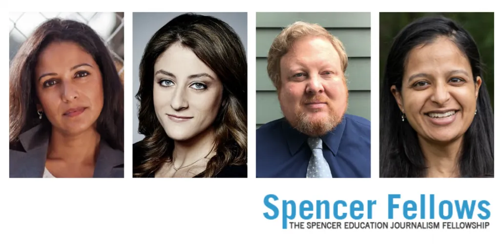 2021-2022 Spencer Fellows, left to right: Kavitha Cardoza, Sara Ganim, Patrick O’Donnell and Nirvi Shah