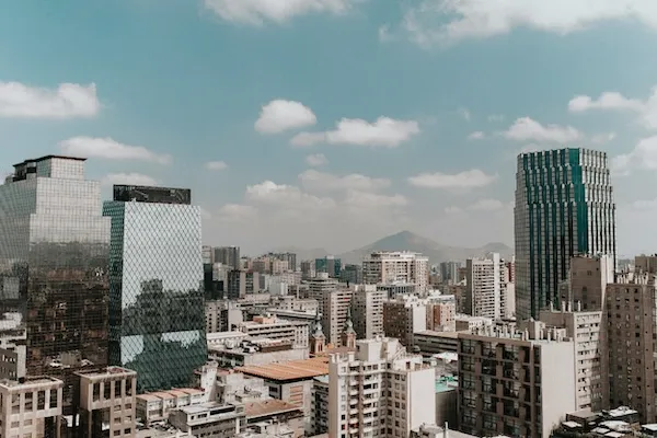 Aerial view of Santiago, Chile. 