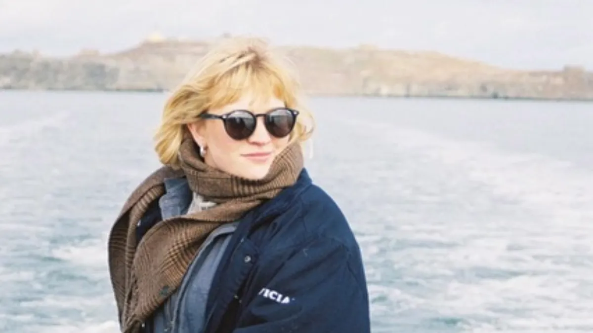 Photo of Mabel Pickering on a boat. 