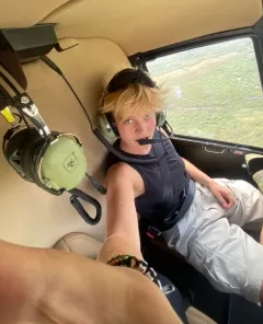 Photo of Mabel Pickering in an aircraft. 