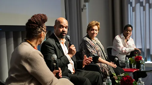 Professor June Cross moderated a robust exchange regarding the impact of Ida B. Wells' life, how her journalism work remains relevant today and how Ida's activism inspires the next generation. 