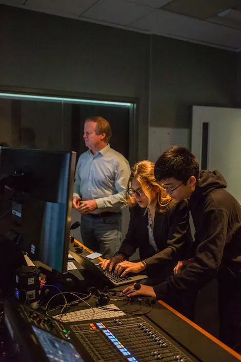 Students in film studio