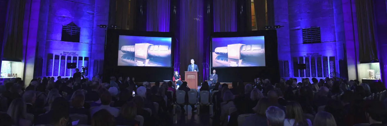 View from the back of the Low Library rotunda during the 2025 duPont-Columbia Awards ceremony. 