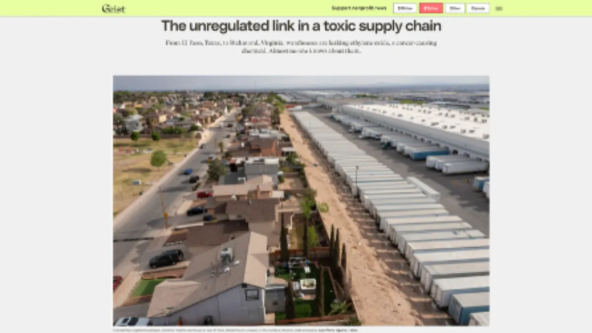A residential neighborhood abuts Cardinal Health's warehouse in east El Paso, TX. Residents are unaware of the facility's ethylene oxide emissions. Ivan Pierre Aguirre / Grist