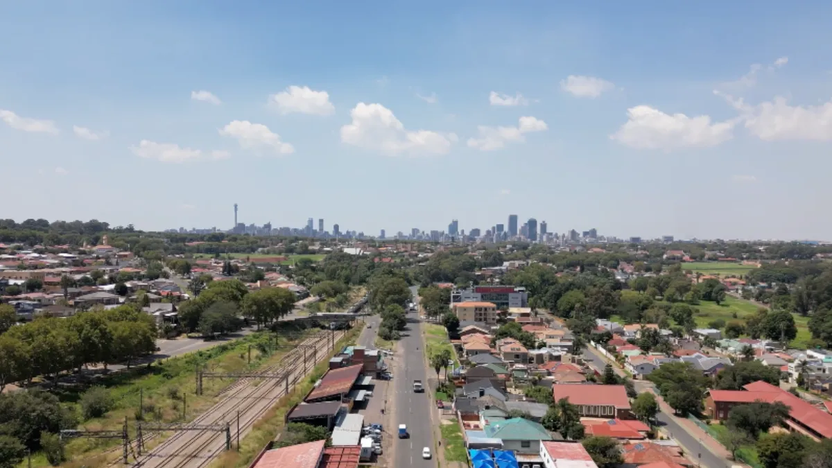 Aerial view of Johannesburg, South Africa.