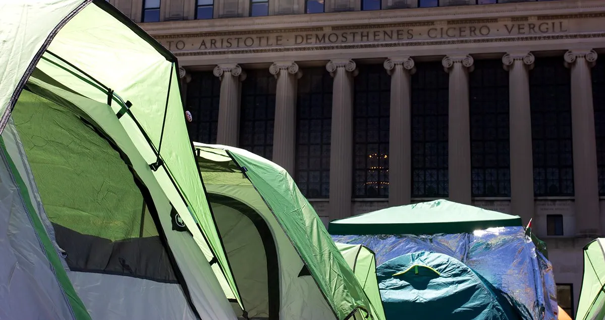 Campus with the Palestinian encampment