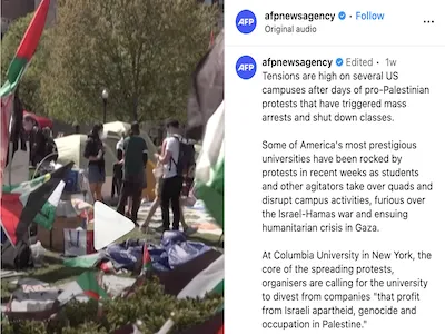 Instagram post by AFP, coverage provided by CJS student Emily Byrski.