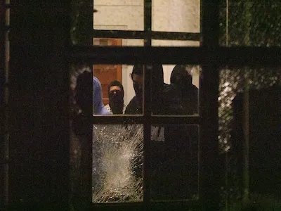 Photo of protesters inside Hamilton Hall by Uzma Afreen, '24 M.S. 