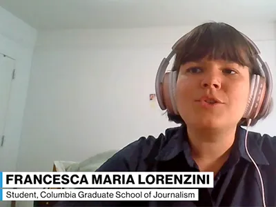 Francesca Maria Lorenzini, '24 M.S., being interviewed virtually by ABC News.