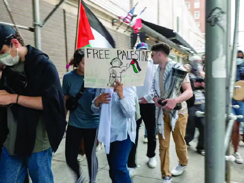 Protesters outside Columbia's campus