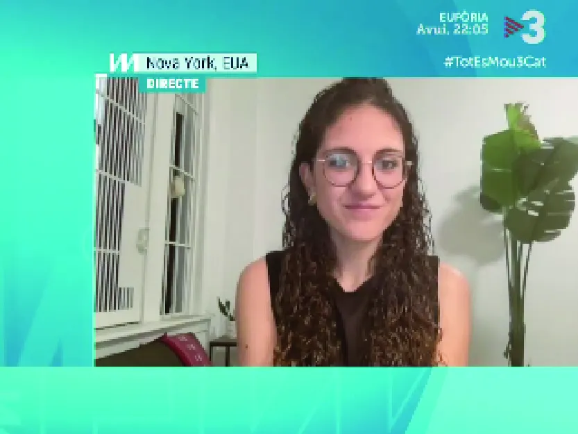 Screenshot of Carla Samon Ros interviewing with Televisió de Catalunya. 
