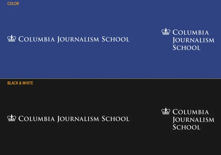 Visuals of color trademarks for CJS logos on dark backgrounds. 