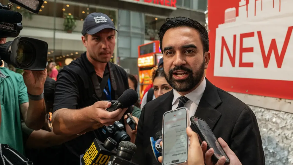  Zach Jaworski, ‘26 M.S., interviews New York State Assemblyman and Democratic nominee for mayor of New York City Zohran Mamdani.