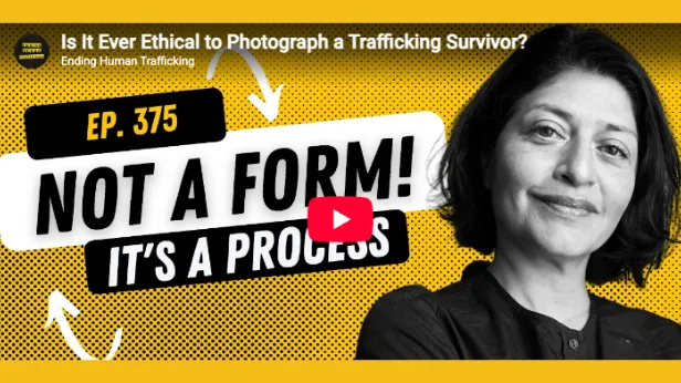 YouTube Thumbnail for "Is It Ever Ethical to Photograph a Trafficking Survivor?" featuring a headshot of Nina Alvarez.