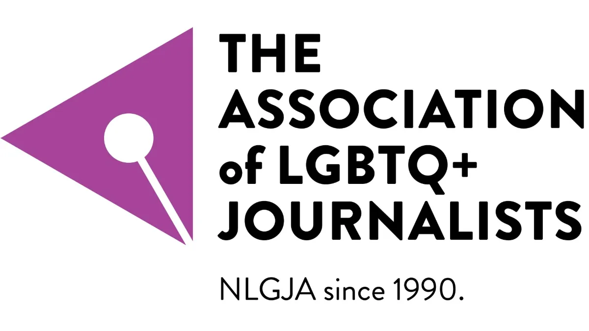 Logo for the NLGJA: The Association of LGBTQ+ Journalists.