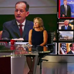 Miami Herald investigative reporter Julie K. Brown is interviewed in the MSNBC studio in New York City, July 10, 2019,  to discuss the federal sex-trafficking charges against Jeffrey Epstein and the mounting pressure on Labor Secretary Alexander Acosta, who had overseen Epstein's controversial 2008 non-prosecution agreement as a U.S. Attorney. Acosta's resignation was announced two days later. Credit: Emily Michot.