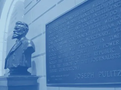 The lobby of Pulitzer Hall. 