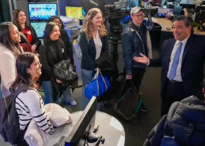 Students on a newsroom visit. 