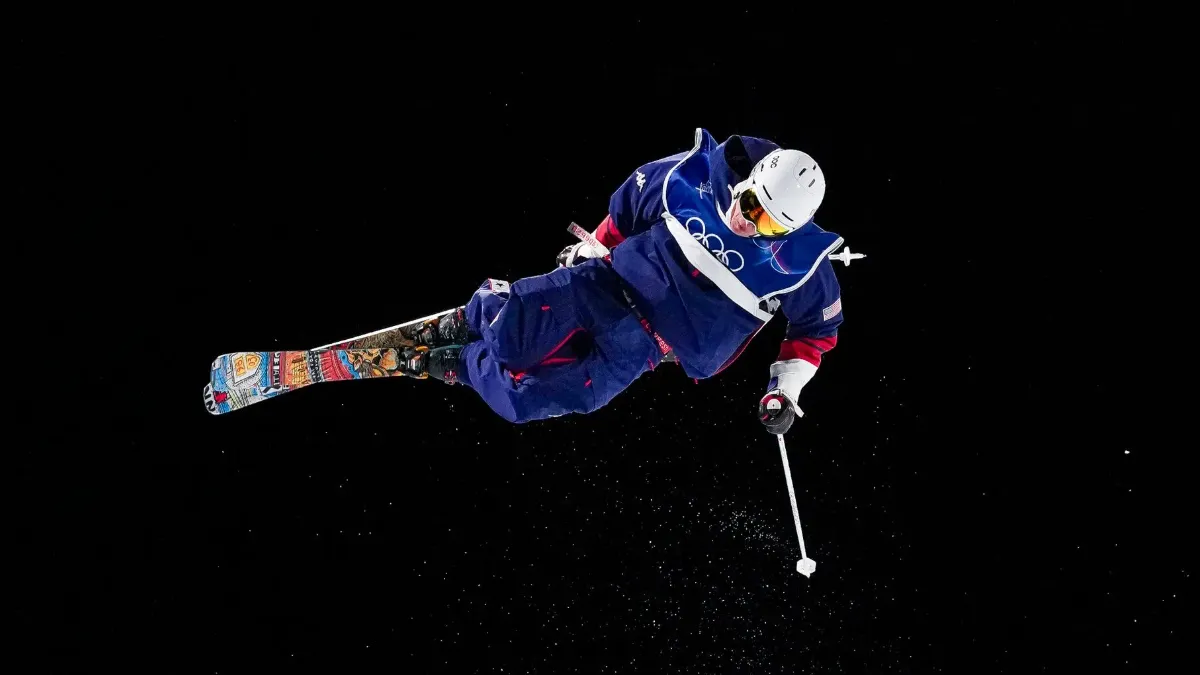 Skier in midair. 