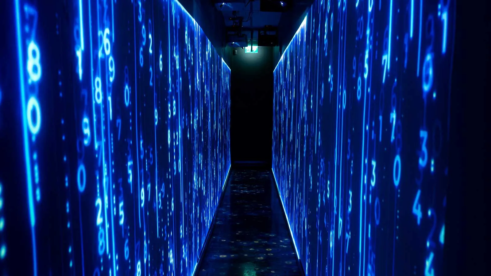 Futuristic Blue Digital Data Tunnel