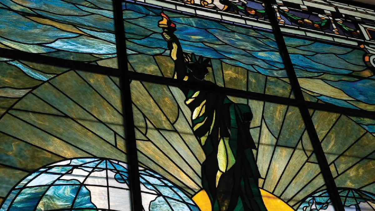 Stained glass in the World Room